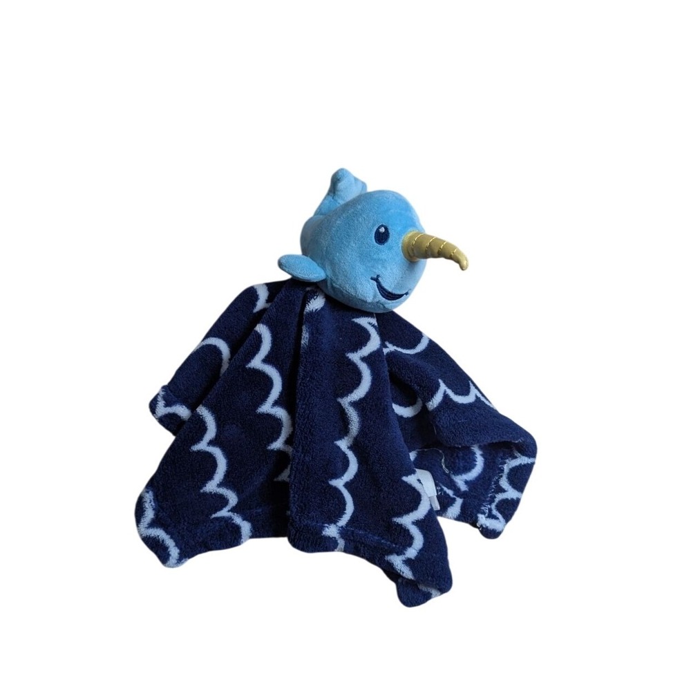 HB Whale Shark Baby Security Blanket  lovey‎ Blue & White Waves 14"